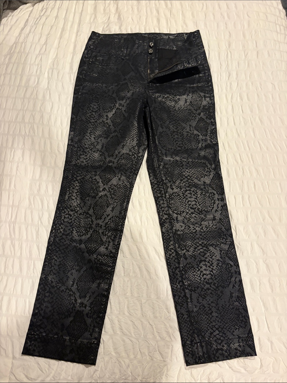White House Black Market Black Snake-Print Straight Leg Pants
